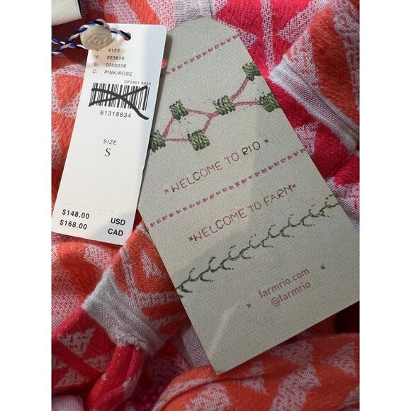 FARM Rio Anthropologie Red Embroidery Rose Printed Shorts Small Elastic Tie - Picture 10 of 14